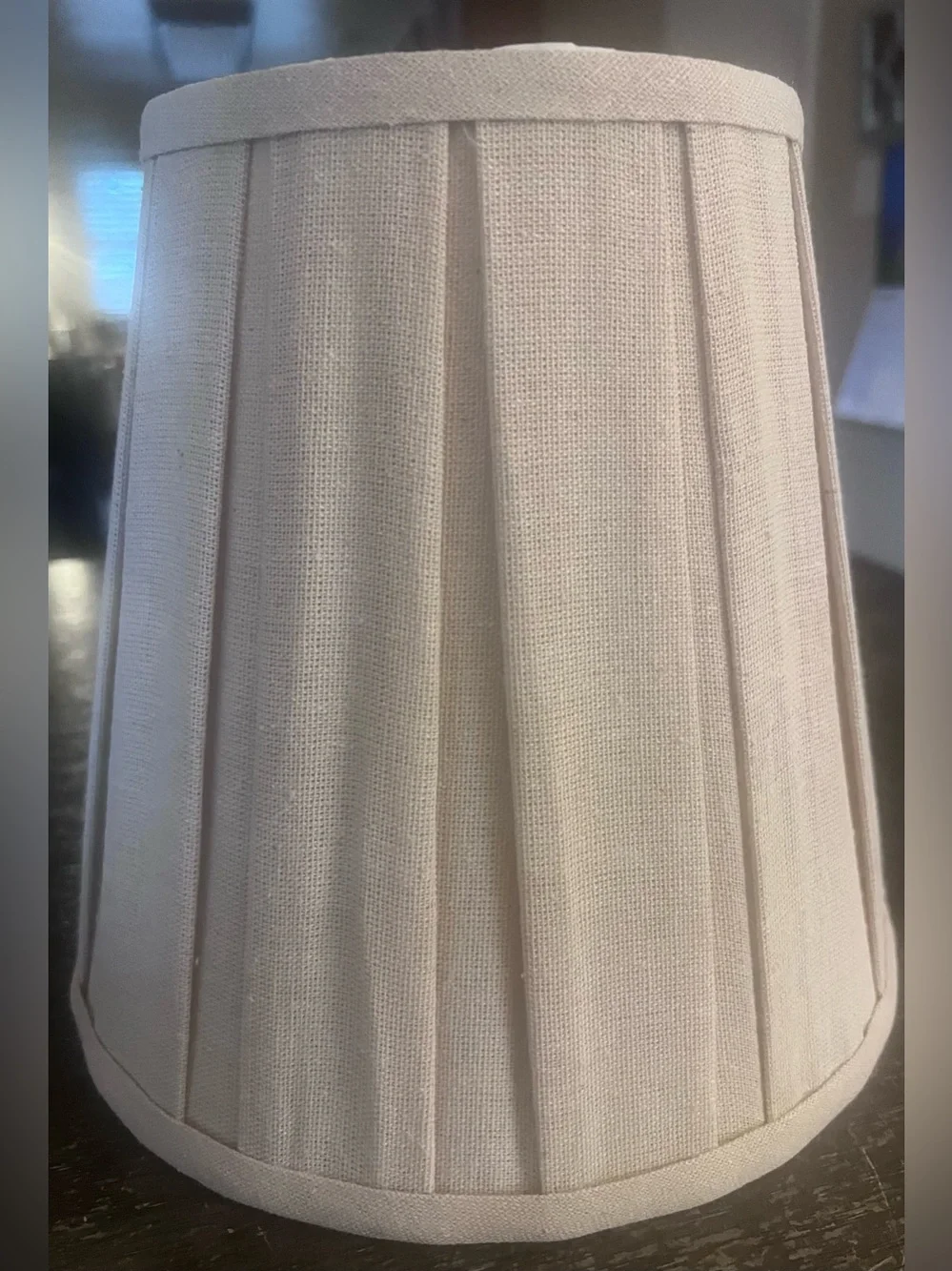 Box Pleated Burlap Natural Linen Fabric Lampshade 10 H x 6” top Dia 10” Base Dia